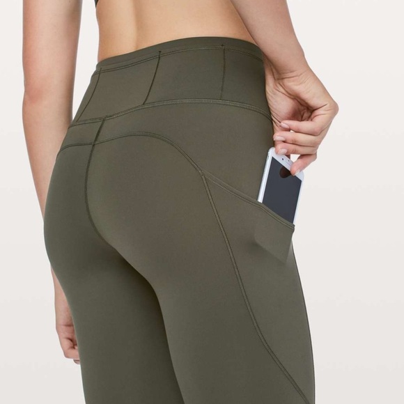 Lululemon Fast & Free Crop II *Nulux 19" in 
Dark Olive, Good Used Condition. - Picture 2 of 7